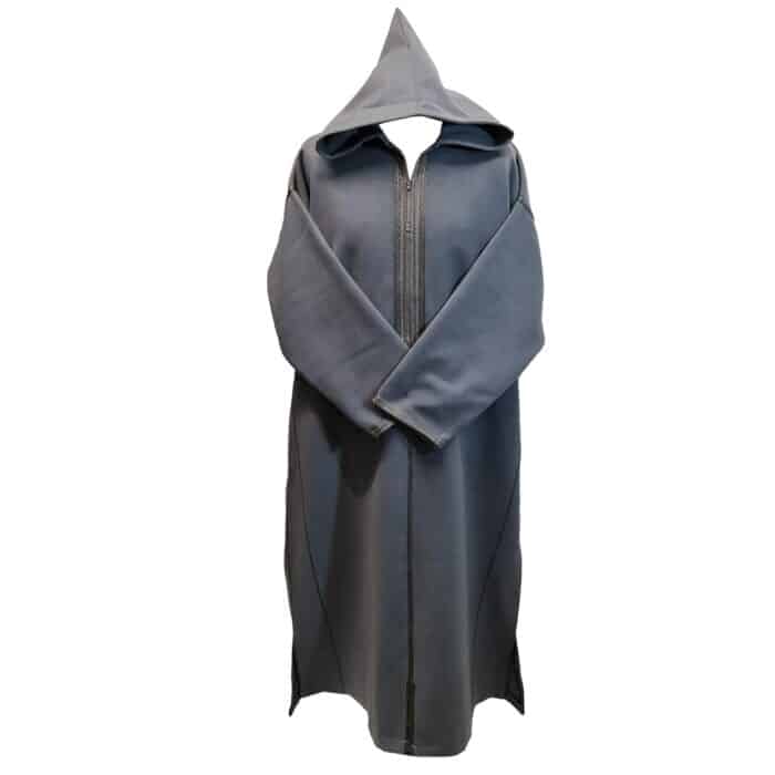 Mal100 010 Moroccan Super Soft Cashmere Wool Blend Grey Hooded Thobe Djellaba (19)