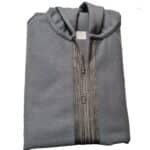 Mal100 010 Moroccan Super Soft Cashmere Wool Blend Grey Hooded Thobe Djellaba (22)
