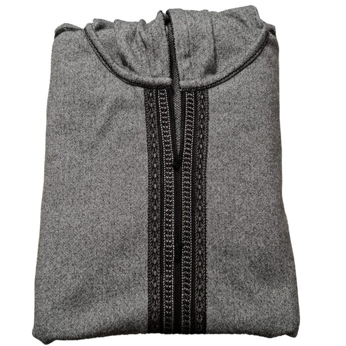 Mal100 011 Moroccan Super Soft Cashmere Wool Blend Grey Hooded Thobe Djellaba (22)