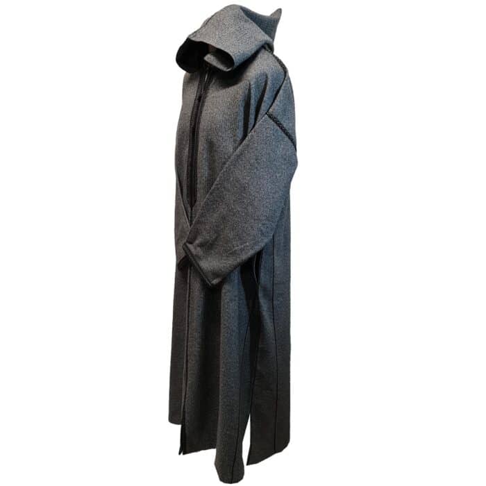 Mal100 012 Moroccan Super Soft Cashmere Wool Blend Grey Hooded Thobe Djellaba (20)
