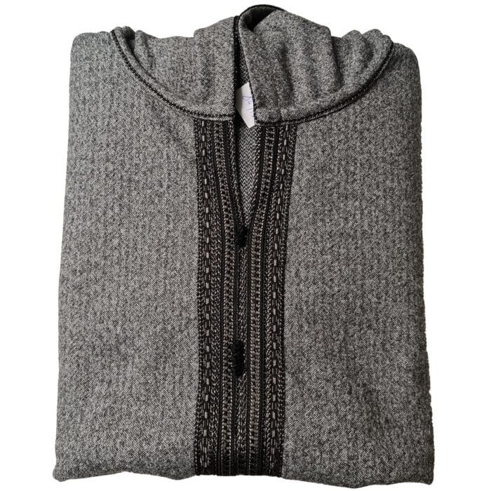Mal100 012 Moroccan Super Soft Cashmere Wool Blend Grey Hooded Thobe Djellaba (22)