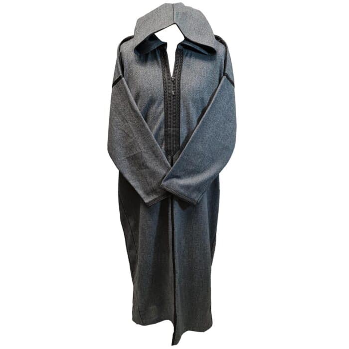 Mal100 014 Moroccan Super Soft Cashmere Wool Blend Grey Hooded Thobe Djellaba (19)