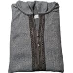 Mal100 014 Moroccan Super Soft Cashmere Wool Blend Grey Hooded Thobe Djellaba (22)
