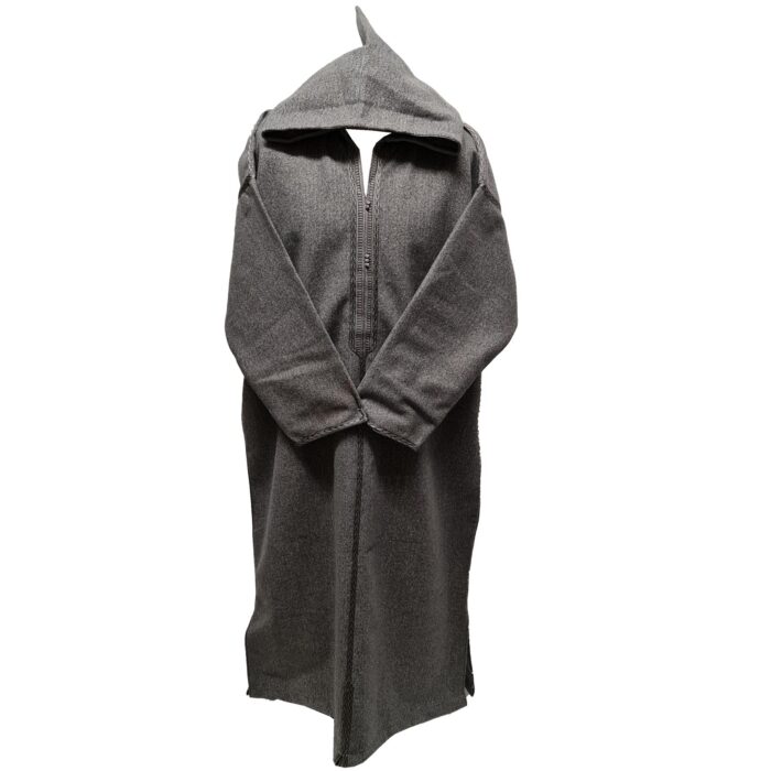 Mal100 015 Moroccan Super Soft Cashmere Wool Blend Grey Hooded Thobe Djellaba (19)