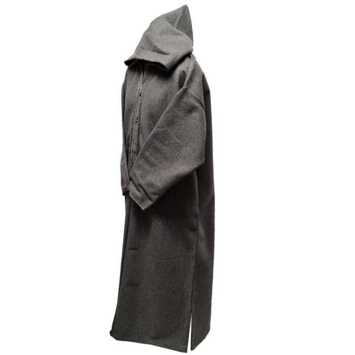Mal100 015 Moroccan Super Soft Cashmere Wool Blend Grey Hooded Thobe Djellaba (20)