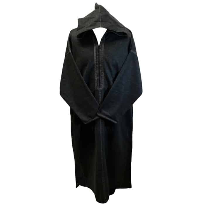 Mal100 016 Moroccan Super Soft Cashmere Wool Blend Grey Hooded Thobe Djellaba (11)