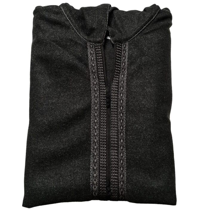 Mal100 016 Moroccan Super Soft Cashmere Wool Blend Grey Hooded Thobe Djellaba (14)