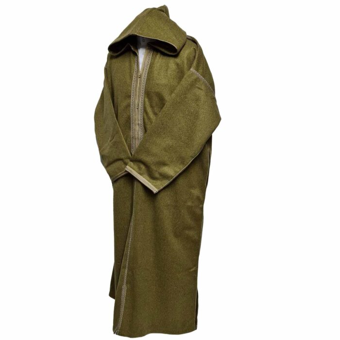 Mal100 018 Moroccan Super Soft Cashmere Wool Blend Beige Hooded Thobe Djellaba 10