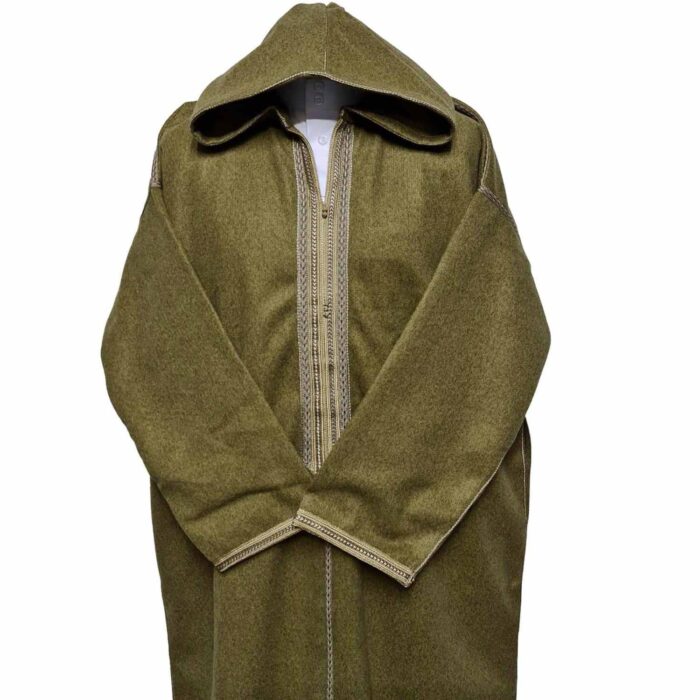 Mal100 018 Moroccan Super Soft Cashmere Wool Blend Beige Hooded Thobe Djellaba 8