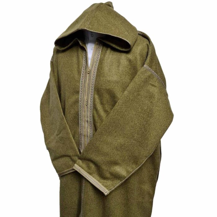 Mal100 018 Moroccan Super Soft Cashmere Wool Blend Beige Hooded Thobe Djellaba 9
