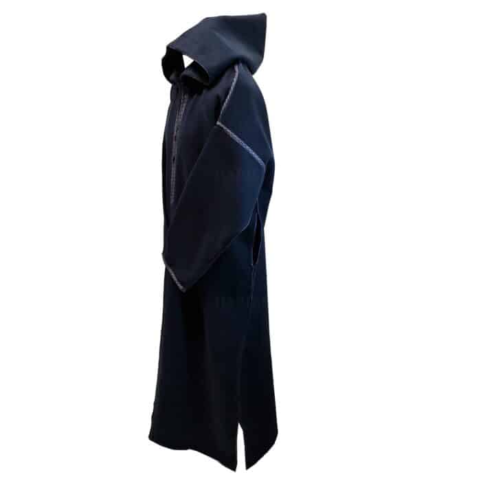 Mal100 020 Moroccan Super Soft Cashmere Wool Blend Navy Blue Hooded Thobe Djellaba (4)