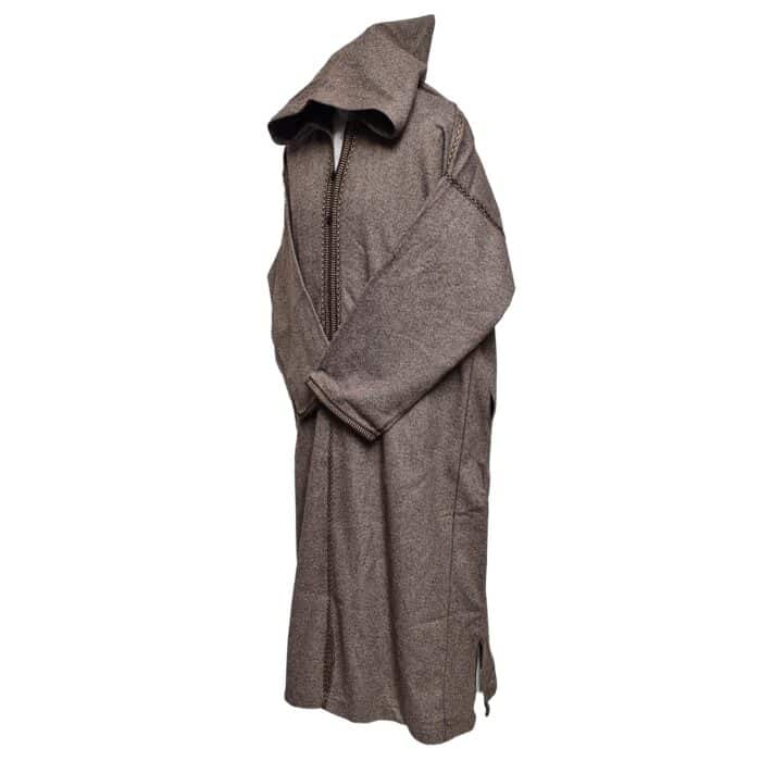 Mal100 120 Moroccan Super Soft Cashmere Wool Blend Beige Hooded Thobe Djellaba (4)