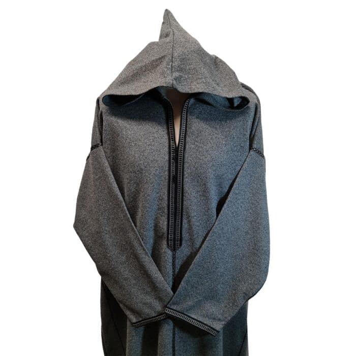 Mal101 004 Moroccan Super Soft Cashmere Wool Blend Grey Hooded Thobe Djellaba (25)