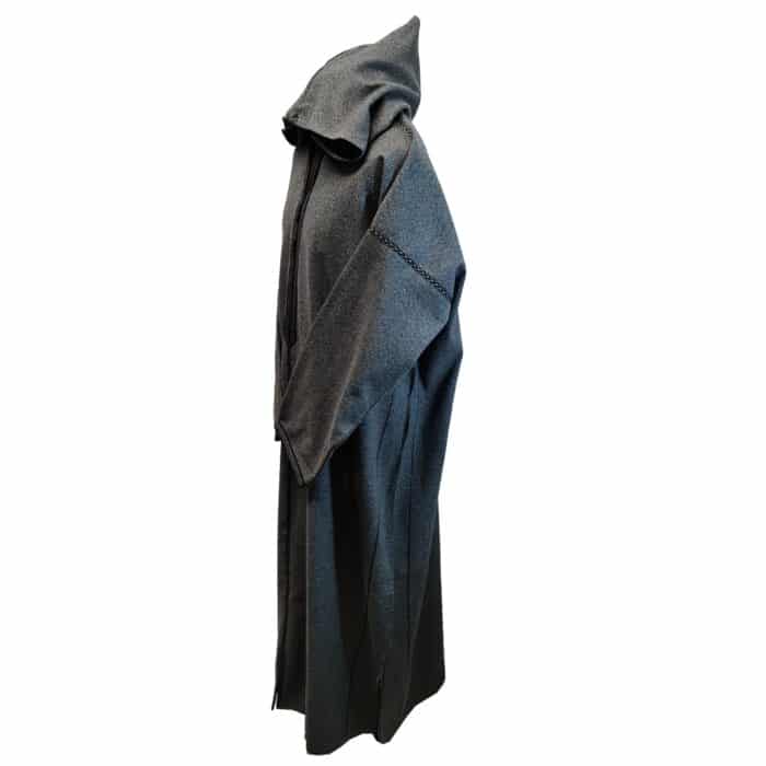 Mal101 004 Moroccan Super Soft Cashmere Wool Blend Grey Hooded Thobe Djellaba (26)