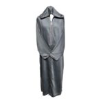 Moroccan Grey Cotton/Wool Blend Long Sleeve Hooded Jubba Thobe Djellaba