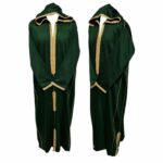 Malifa 001 Mens Moroccan Hooded Dark Green Gold Cotton Wool Blend Thobe Long Sleeve 183732 (2)