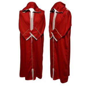 Malifa 0013 Women's Moroccan Hooded Red Cotton Wool Blend Thobe Long Sleeve 183406 (2)