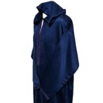 Malifa 0017 Mens Moroccan Hooded Navy Blue Cotton Wool Blend Thobe Long Sleeve 181125