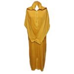 Malifa 002 Mens Moroccan Hooded Mustard Yellow Cotton Wool Blend Thobe Long Sleeve 182831