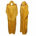 Malifa 002 Mens Moroccan Hooded Mustard Yellow Cotton Wool Blend Thobe Long Sleeve 182831 (2)