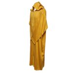 Malifa 002 Mens Moroccan Hooded Mustard Yellow Cotton Wool Blend Thobe Long Sleeve 182845