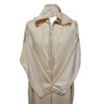 Malifa 0024 Mens Moroccan Hooded Cream Cotton Wool Blend Thobe Long Sleeve 183944