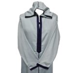 Malifa 003 Mens Moroccan Hooded Grey Navy Cotton Wool Blend Thobe Long Sleeve 182746