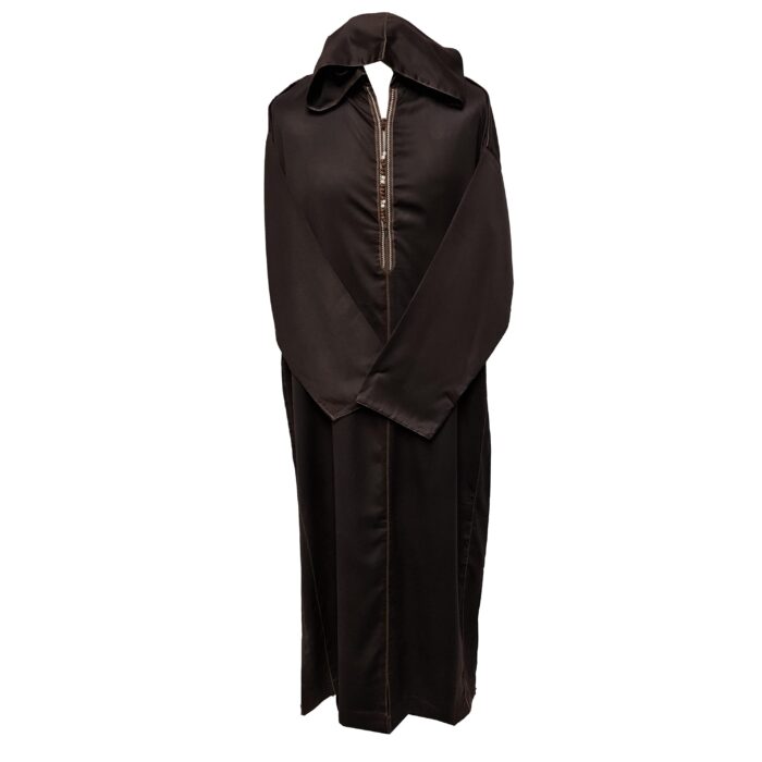 Malifa 005 Mens Moroccan Hooded Brown Cotton Wool Blend Thobe Long Sleeve 182514