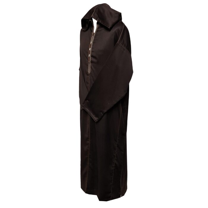 Malifa 005 Mens Moroccan Hooded Brown Cotton Wool Blend Thobe Long Sleeve 182526