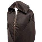 Malifa 005 Mens Moroccan Hooded Brown Cotton Wool Blend Thobe Long Sleeve 182532