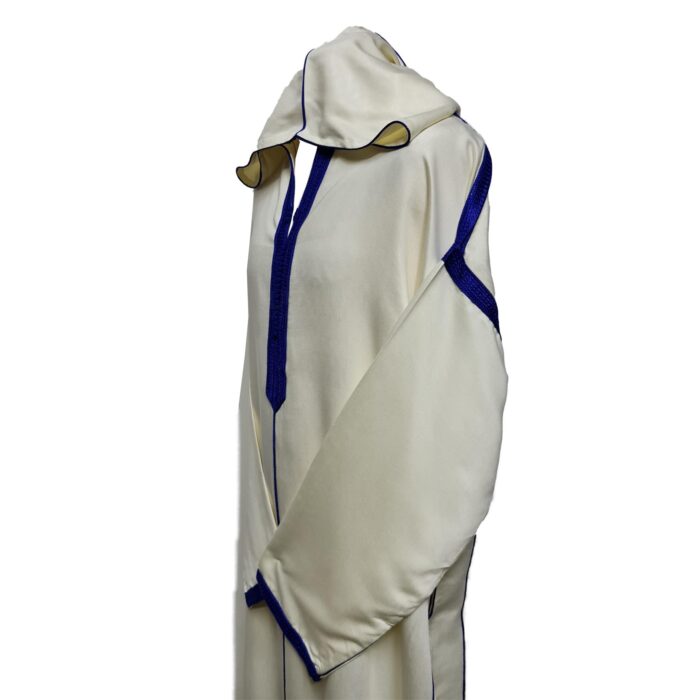 Malifa 035 Moroccan Cream Cottonwool Blend Hooded Jubba Thobe Djellaba (3)