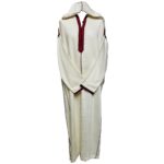 Moroccan Cream Maroon cotton/Wool Blend {Malifa} Hooded Jubba Thobe Djellaba