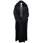 Malifa 3 Moroccan Black Cotton Malifa Wool Blend Long Sleeve Hooded Jubba Thobe Djellaba(2)