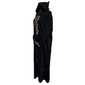 Malifawepic 23gg Moroccan Women’s Black Cottonmalifa Wool Blend Long Sleeve Hooded Djellaba Jalabiya(8)