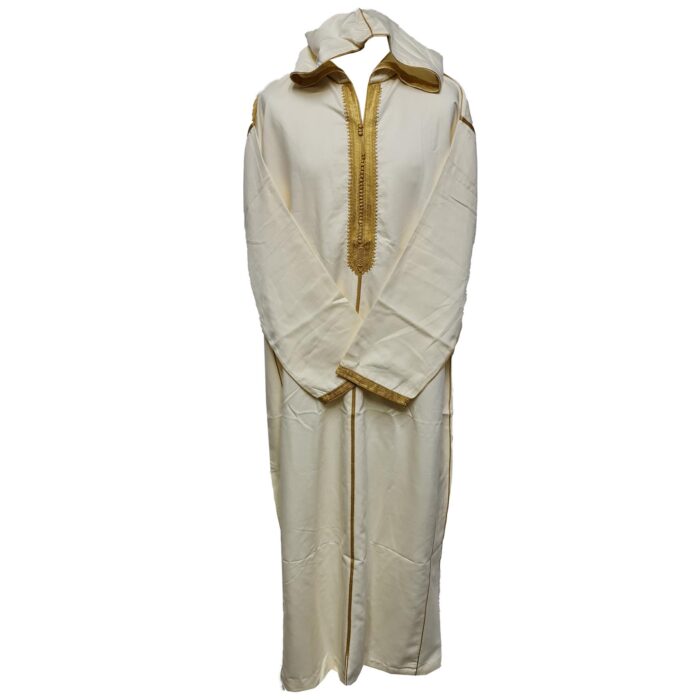 Malifawpc Ee1 Moroccan Cream Cotton Malifa Wool Blend Long Sleeve Hooded Jubba Thobe Djellaba (1)