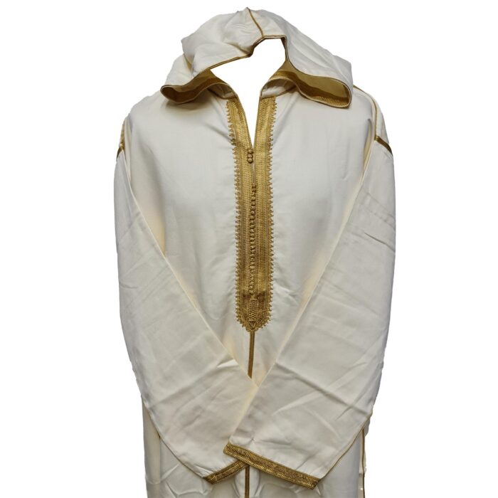 Malifawpc Ee1 Moroccan Cream Cotton Malifa Wool Blend Long Sleeve Hooded Jubba Thobe Djellaba (1)