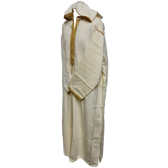 Malifawpc Ee1 Moroccan Cream Cotton Malifa Wool Blend Long Sleeve Hooded Jubba Thobe Djellaba (1)