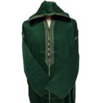 Malifgrnwpc N22 Moroccan Dark Green Cotton Malifa Wool Blend Long Sleeve Hooded Jubba Thobe Djellaba (11)