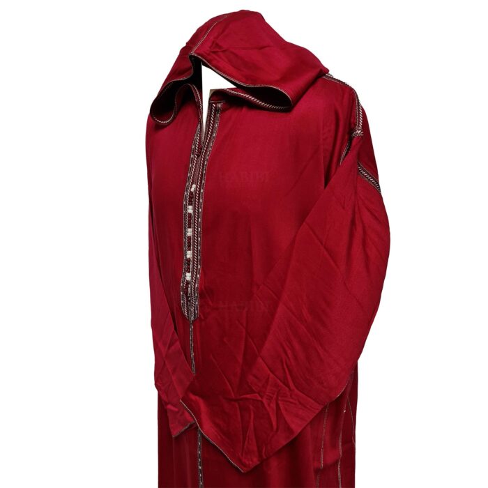 Malifrredwpc Q12 Moroccan Red Cotton Malifa Wool Blend Long Sleeve Hooded Jubba Thobe Djellaba (5)