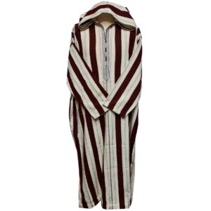 Marstrpe Cmwbgdwpc 006 Moroccan Cashmere Wool Blend Beige Maroon Striped Hooded Thobe Djellaba (2)