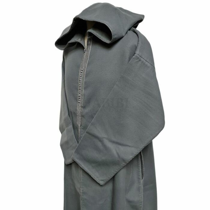 Mcamcshmrwl Grey02 Men Moroccan Thick Winter Cashmere Wool Hooded Long Sleeves Thobe Djelleba (13)