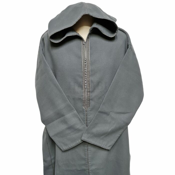 Mcamcshmrwl Grey02 Men Moroccan Thick Winter Cashmere Wool Hooded Long Sleeves Thobe Djelleba (14)