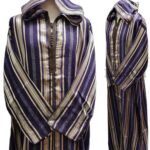 Cotton Men's Moroccan Hooded Long Sleeve Gold/Purple/Brown Thobe Jubba