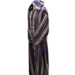 Cotton Men's Moroccan Hooded Long Sleeve Gold/Purple/Brown Thobe Jubba