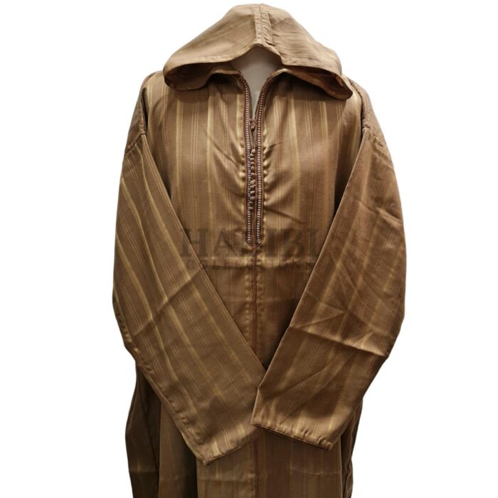 Cotton Men's Moroccan Hooded Long Sleeve Gold Thobe Jubba