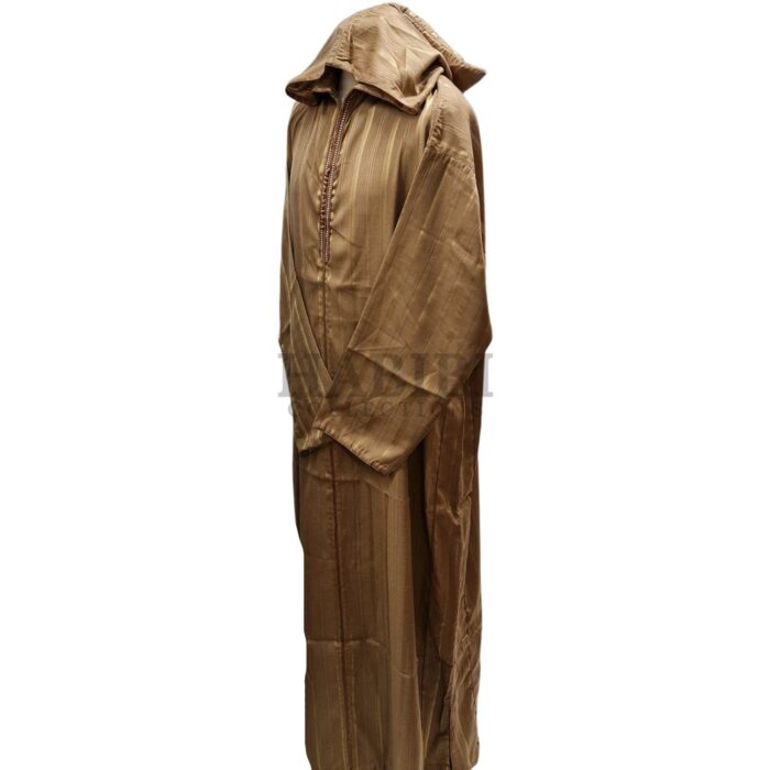 Cotton Men's Moroccan Hooded Long Sleeve Gold Thobe Jubba