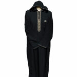 Moroccan Hooded Long Sleeve Black/Gold Thobe