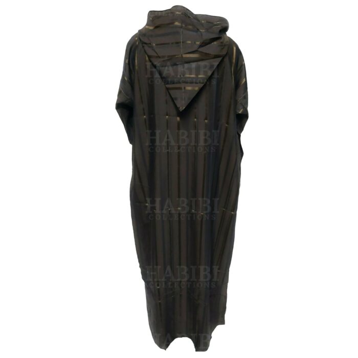 Mrcnhd Djlika03 Men's Moroccan 3 Quarter Sleeve Black Striped Jubba Thobe Djellaba (2)