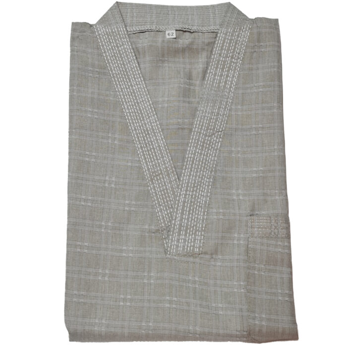 Msl009 Men Moroccan Short Sleeve V Neck Grey Thobe Jubba Kandora Dishdasha