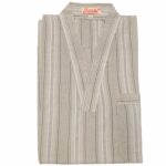Msl015 Moroccan Beige V Neck Polyester Short Sleeves Thobe Jubba Kandora